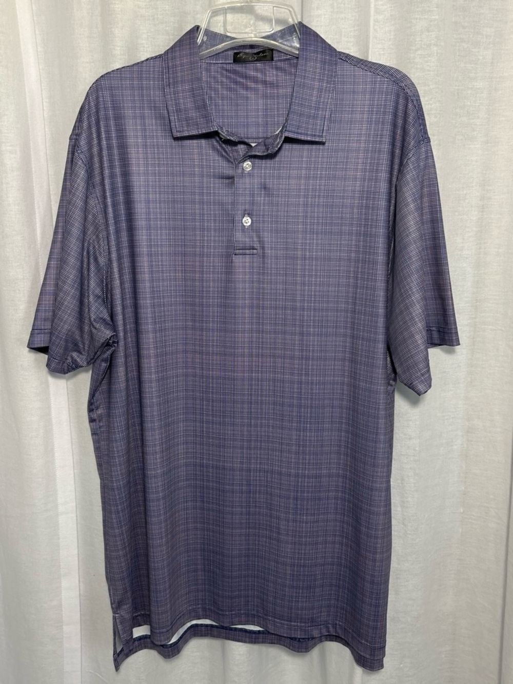Men's Purple Plaid Short-Sleeve Polo — Classic Performance Look